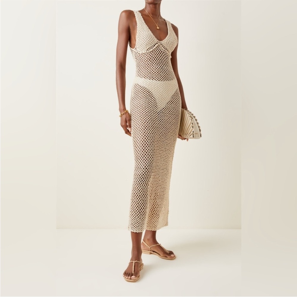 Akoia Swim Karu Cream Crochet Sheer Dress size Small S